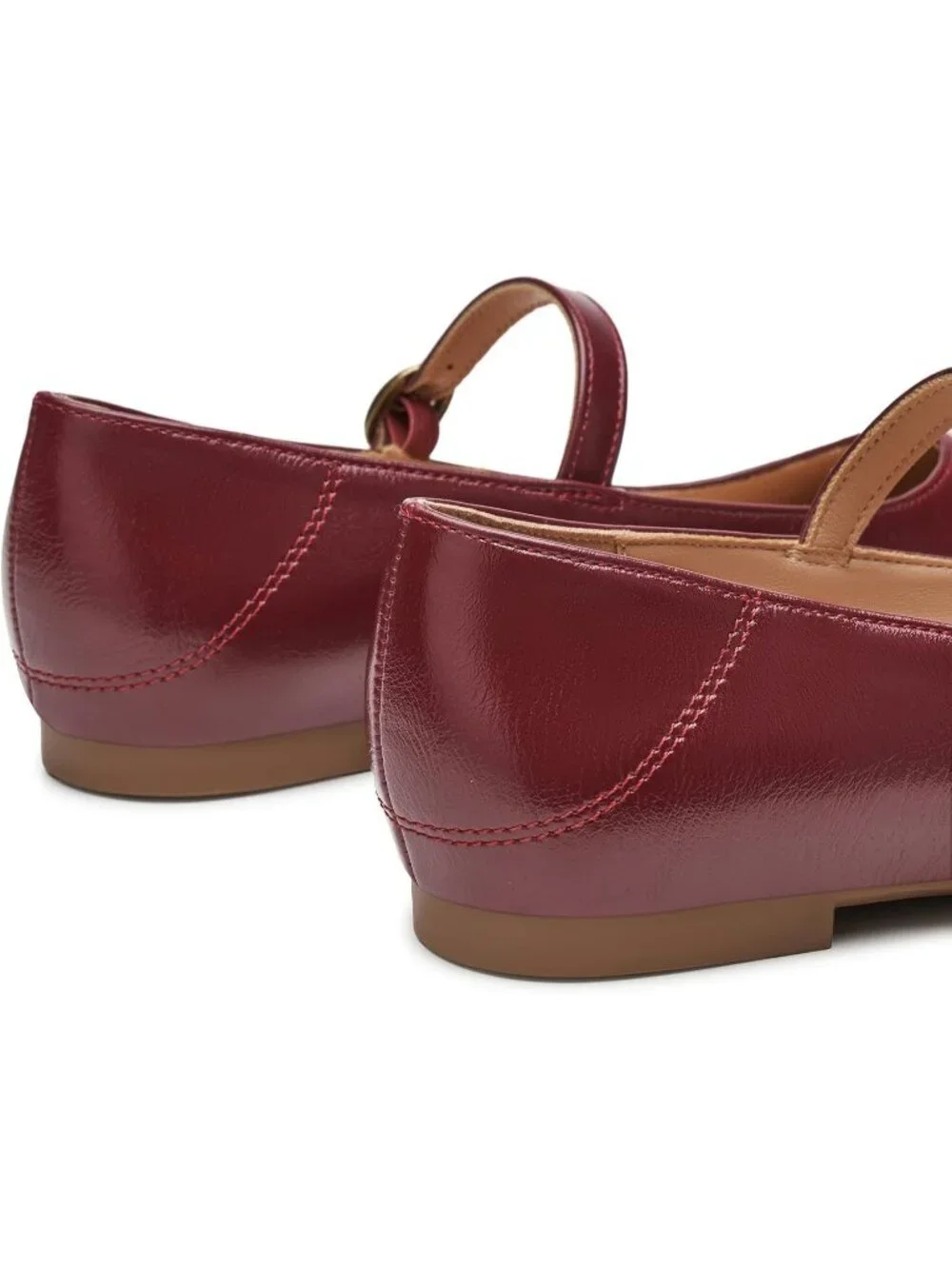 Women's Burgundy Ballet Flats Round Toe Comfort Straps Memory Foam Dressy Shoes